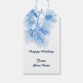 Étiquettes-cadeau Balise cadeau Motif de pin blanc bleu vacances per