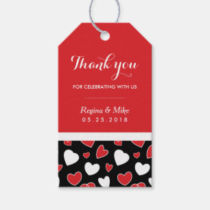 Étiquettes-cadeau Balise Cadeau Motif Red Heart Doodles Wedding Favo