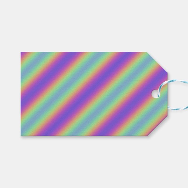 Étiquettes-cadeau Balise cadeau Neon Glow Rainbow Stripe (Devant (Horizontal))
