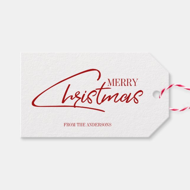 Étiquettes-cadeau Balise cadeau Noël Nostalgique Script Holiday (Devant (Horizontal))