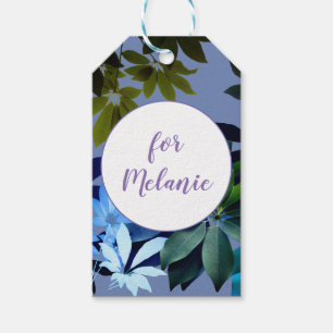 Étiquettes-cadeau Balise Cadeau Personnalisé Bleu & Feuillage Vert