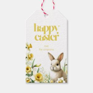 Étiquettes-cadeau Balise cadeau personnalisé lapin de Pâques Daffodi