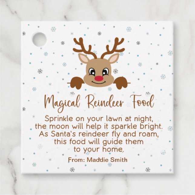 Étiquettes Cadeau Balise Cadeau Personnalisé Magic Reindeer Food (Devant)