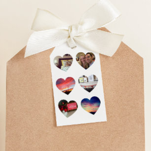 Étiquettes-cadeau Balise Cadeau personnalisé Six Coeurs Photo