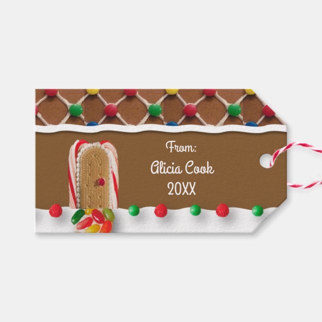 Étiquettes-cadeau Balise cadeau personnalisée Maison en pain d'épice (Devant (Horizontal))