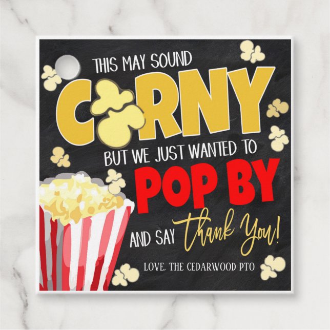 Étiquettes Cadeau Balise Cadeau Popcorn (Devant)
