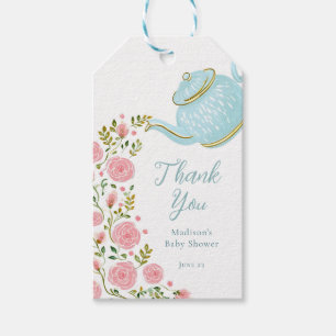 Étiquettes-cadeau Balise cadeau Pot thé rose Roses Aqua