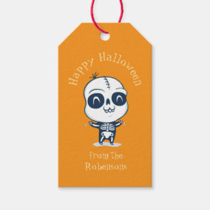 Étiquettes-cadeau Balise cadeau pour Halloween avec squelette mignon