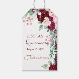 Étiquettes-cadeau Balise cadeau Quinceanera Burgundy Red Parties sci