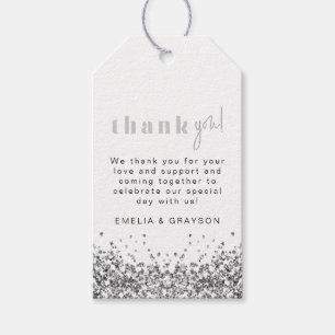 Étiquettes-cadeau Balise cadeau REGINA Silver Parties scintillant Se