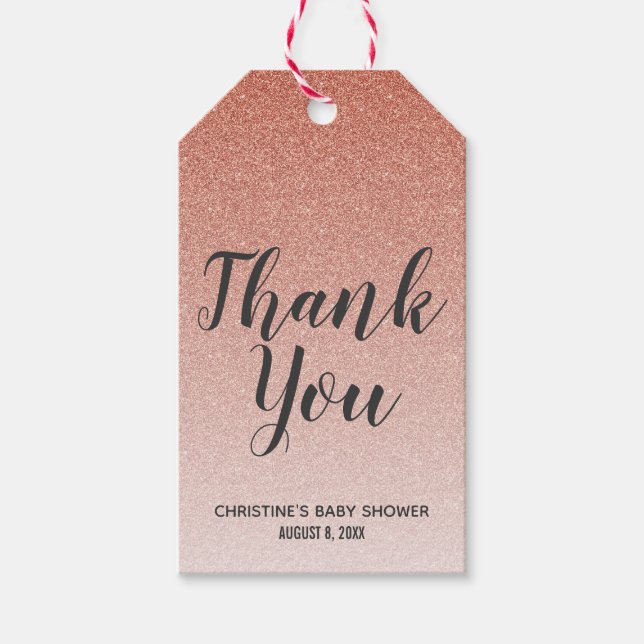 Étiquettes-cadeau Balise cadeau rose Gold Faux Parties scintillant O (Devant)