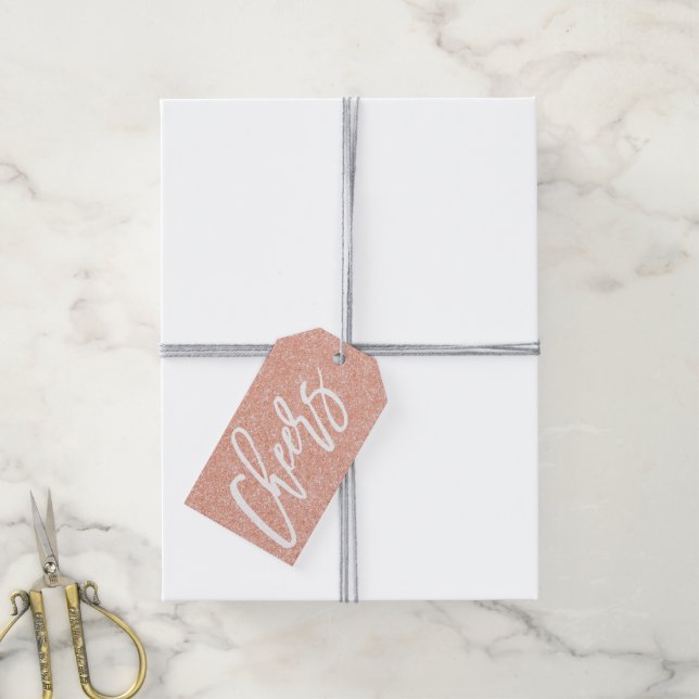 Étiquettes-cadeau Balise cadeau rose Gold Parties scintillant Cheers (Avec de la ficelle)