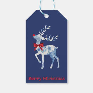 Étiquettes-cadeau Balise cadeau Rudolph bleu et blanc