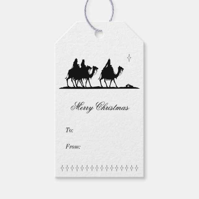 Étiquettes-cadeau Balise cadeau Silhouette pour trois hommes sages (Devant)