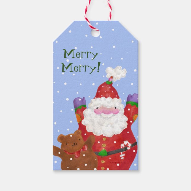 Étiquettes-cadeau Balise cadeau Snow Happy (Devant)