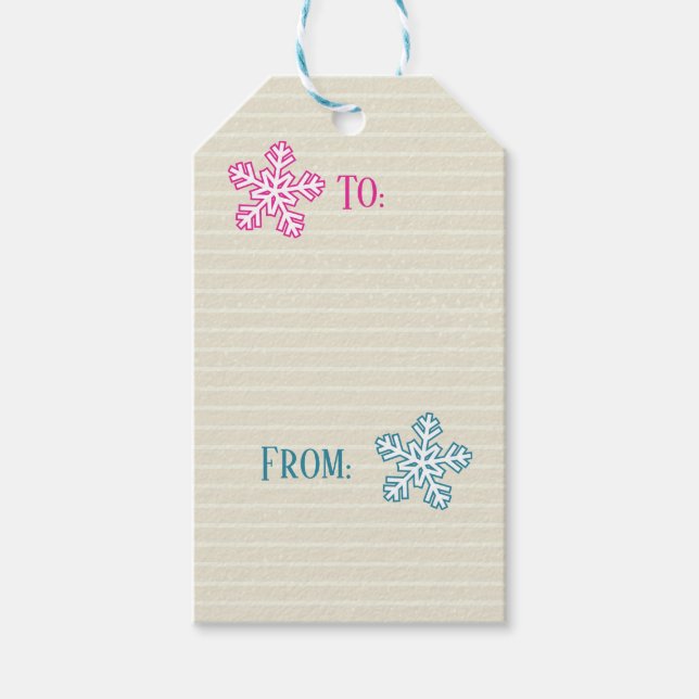 Étiquettes-cadeau Balise Cadeau & Snowflakes (Devant)