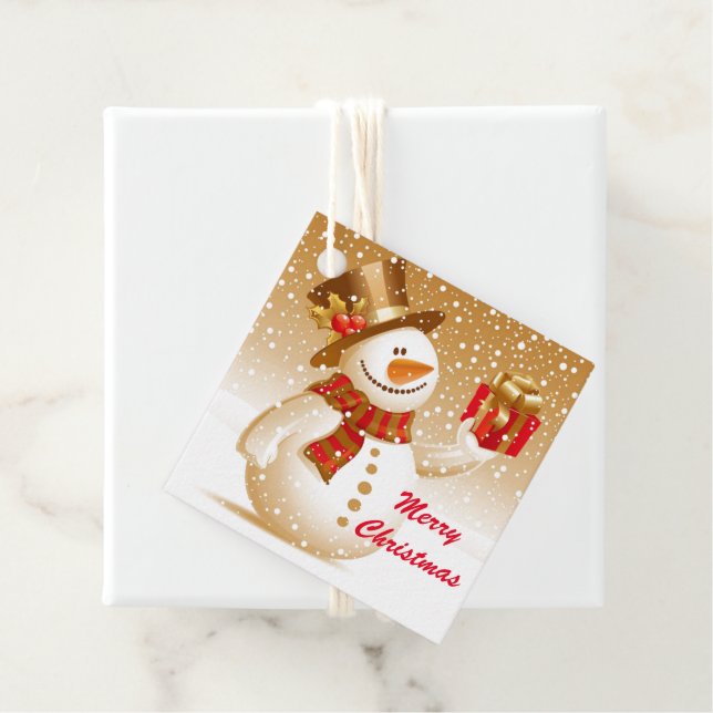 Étiquettes Cadeau Balise cadeau Snowman (En situation)