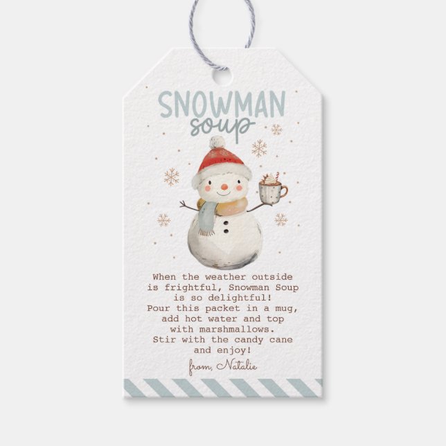 Étiquettes-cadeau Balise cadeau Soupe Snowman (Devant)