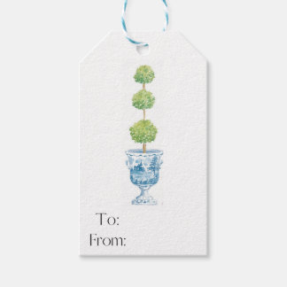 Étiquettes-cadeau Balise cadeau Topiary bleu et blanc
