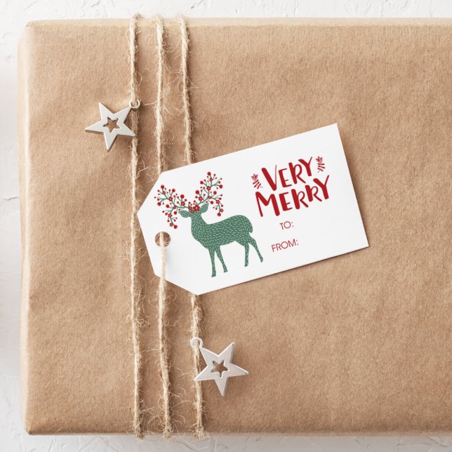 Étiquettes-cadeau Balise cadeau très joyeux vers/depuis Reindeer (Créateur téléchargé)