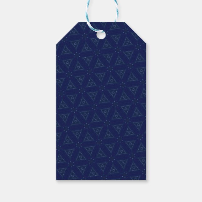 Étiquettes-cadeau Balise cadeau triangulaire bleue (Devant)