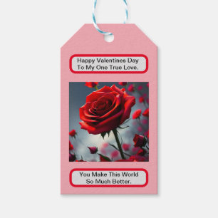 Étiquettes-cadeau Balise cadeau True Love Red Rose, Valentines Day