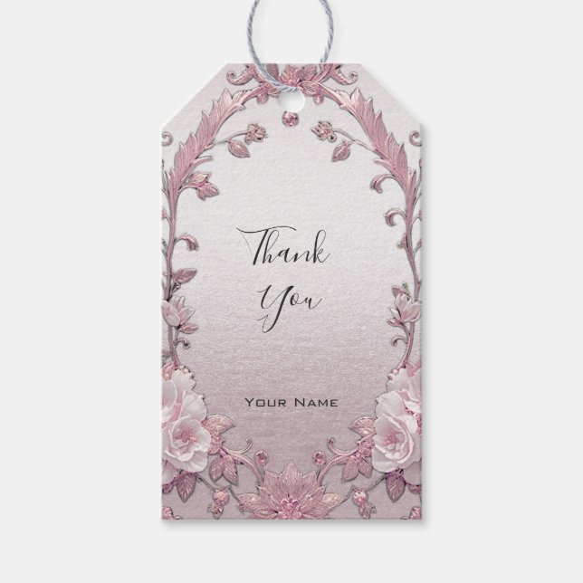Étiquettes-cadeau Balise cadeau unique rose floral (Devant)