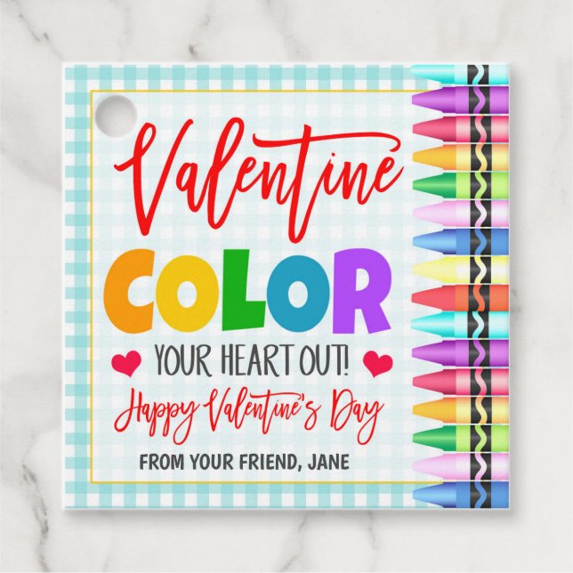 Étiquettes Cadeau Balise cadeau Valentine Crayon (Devant)