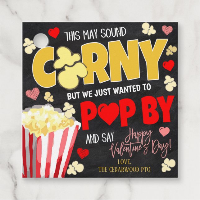 Étiquettes Cadeau Balise cadeau Valentine Popcorn (Devant)