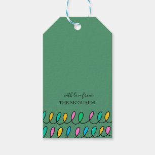 Étiquettes-cadeau Balise cadeau vert Motif Festive Christmas Lights