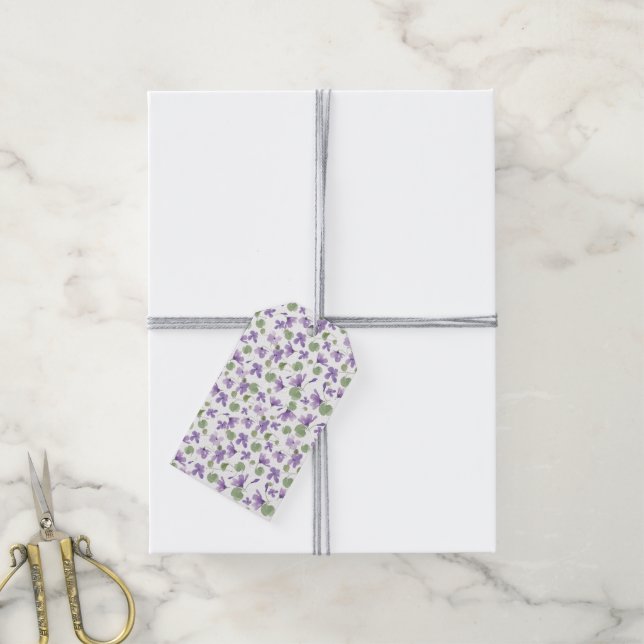 Étiquettes-cadeau Balise Cadeau Violets Sucrés (Avec de la ficelle)
