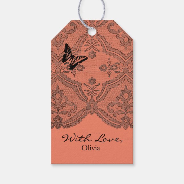 Étiquettes-cadeau Balise cadeau "With Love" NOM PERSONNALISÉ ANTIQUE (Devant)