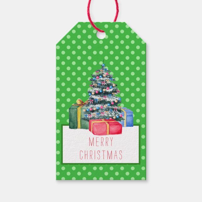 Étiquettes-cadeau Balise Cadeaux de Noël et Cadeaux Pois (Devant)