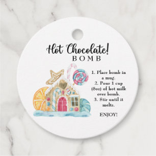 Étiquettes Cadeau Balise chocolat chaud. Bombe à cacao chaude d'hive