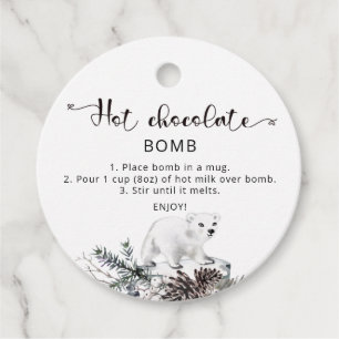 Étiquettes Cadeau Balise chocolat chaud. Bombe à cacao chaude d'hive