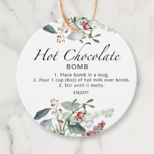 Étiquettes Cadeau Balise chocolat chaud. Bombe à cacao chaude d'hive
