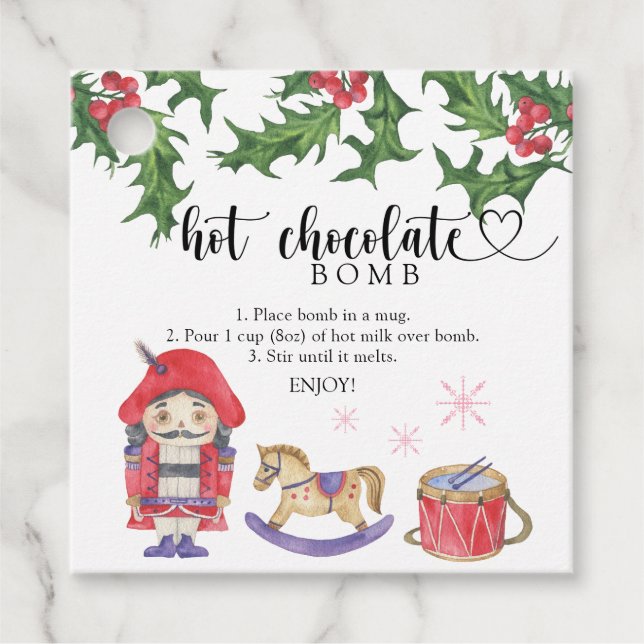 Étiquettes Cadeau Balise chocolat chaud. Bombe à cacao chaude d'hive (Devant)
