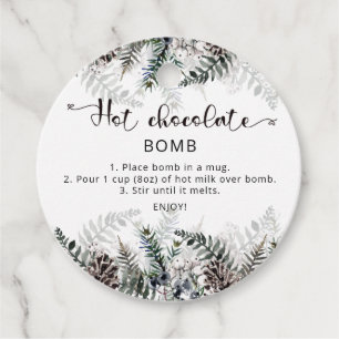 Étiquettes Cadeau Balise chocolat chaud. Bombe de cacao chaud d'hive