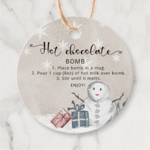 Étiquettes Cadeau Balise chocolat chaud. Bombe de cacao chaud d'hive