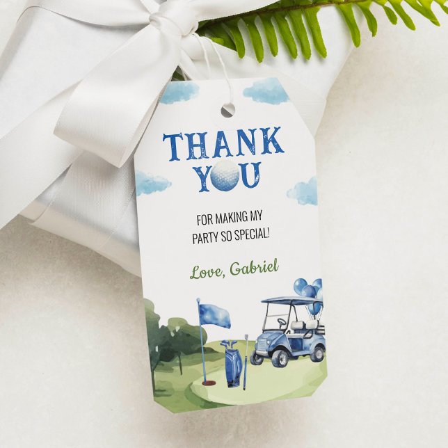 Étiquettes-cadeau Balise Classic Golf Boy Merci d'anniversaire (Créateur téléchargé)