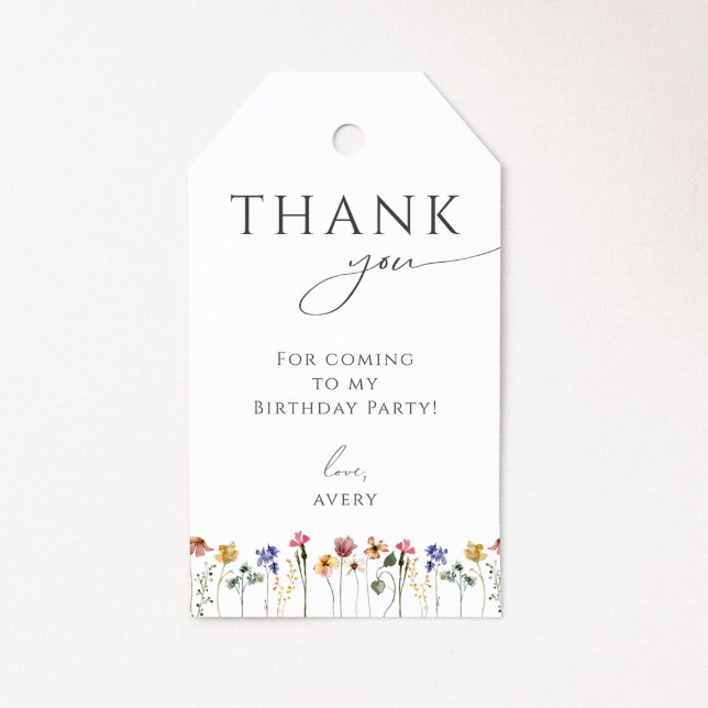 Étiquettes-cadeau Balise couleur Fleur sauvage Anniversaire Merci Fa (Créateur téléchargé)