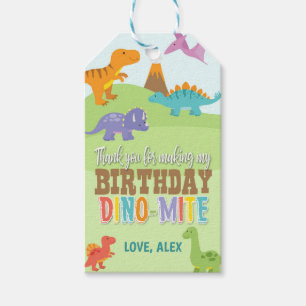 Étiquettes-cadeau Balise d'anniversaire de Dinosaur Favoriser