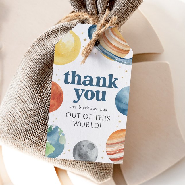 Étiquettes-cadeau Balise d'anniversaire de l'espace extra-atmosphéri (Créateur téléchargé)