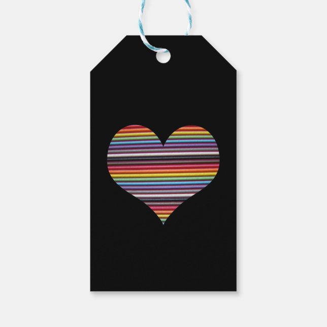 Étiquettes-cadeau Balise de cadeau Coeur de câble Rainbow Ribbon (Dos)