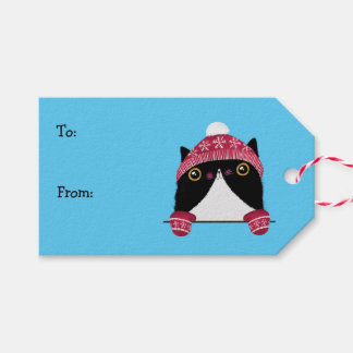 Étiquettes-cadeau Balise de cadeau de chats de fêtes joyeux