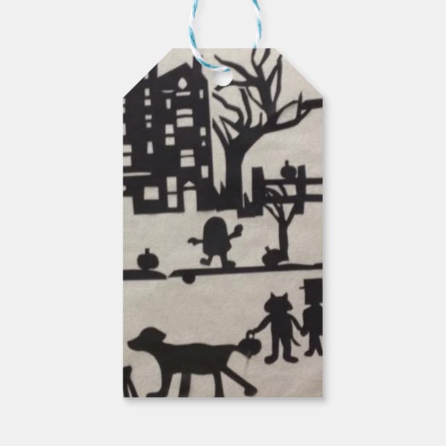 Étiquettes-cadeau Balise de cadeau de la scène d'Halloween (Dos)