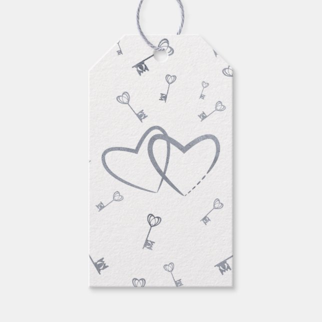 Étiquettes-cadeau Balise de cadeau romantique Coeurs et clés en arge (Devant)