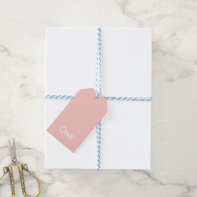 Étiquettes-cadeau Balise de cadeau rose pour le premier anniversaire (Avec de laficelle)