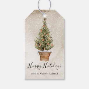 Étiquettes-cadeau Balise de cadeau Rustic Happy Holidays Favoriser