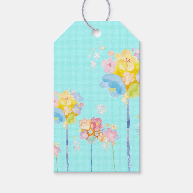 Étiquettes-cadeau Balise de cadeaux Arrière - plan Pastel Flowers su (Devant)